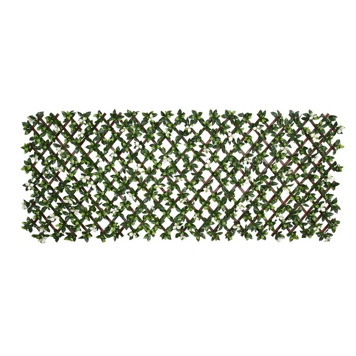 Siepe artificiale con foglie e fiori bianchi 90x180 cm