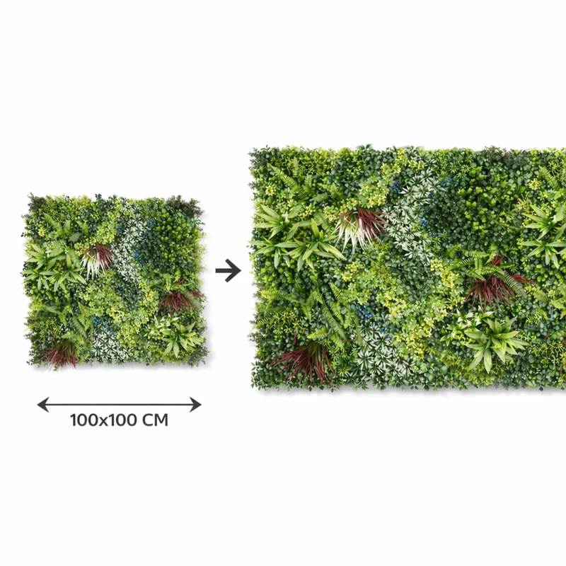 Parete con piante artificiali per giardino verticale 100x100 cm - Danube