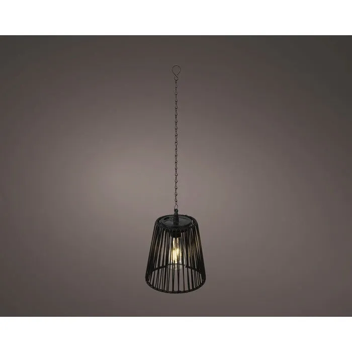 Lampada pendente LED a luce solare in rattan colorato