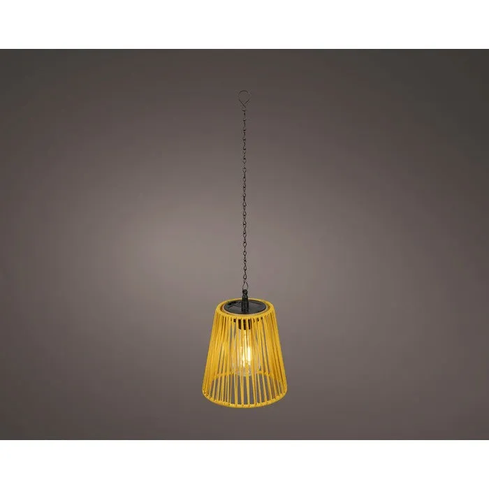 Lampada pendente LED a luce solare in rattan colorato