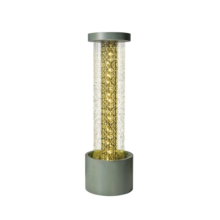Fontana cilindrica in acciaio con LED per decorazione 112 cm verde