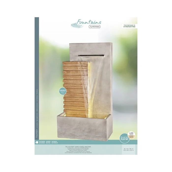 Fontana decorativa da parete effetto cemento stile moderno 52 cm
