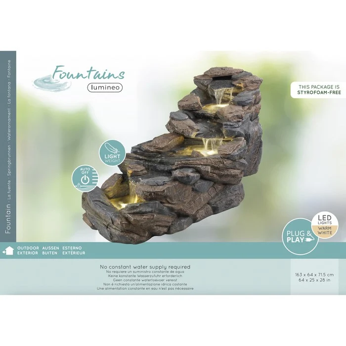 Fontana decorativa effetto roccia in poliresina 163 cm