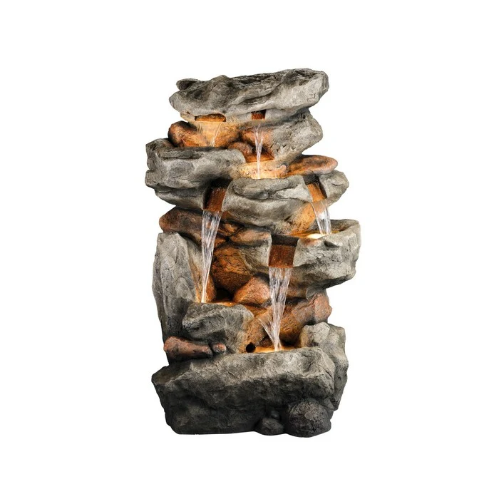 Fontana decorativa effetto roccia in poliresina 130 cm
