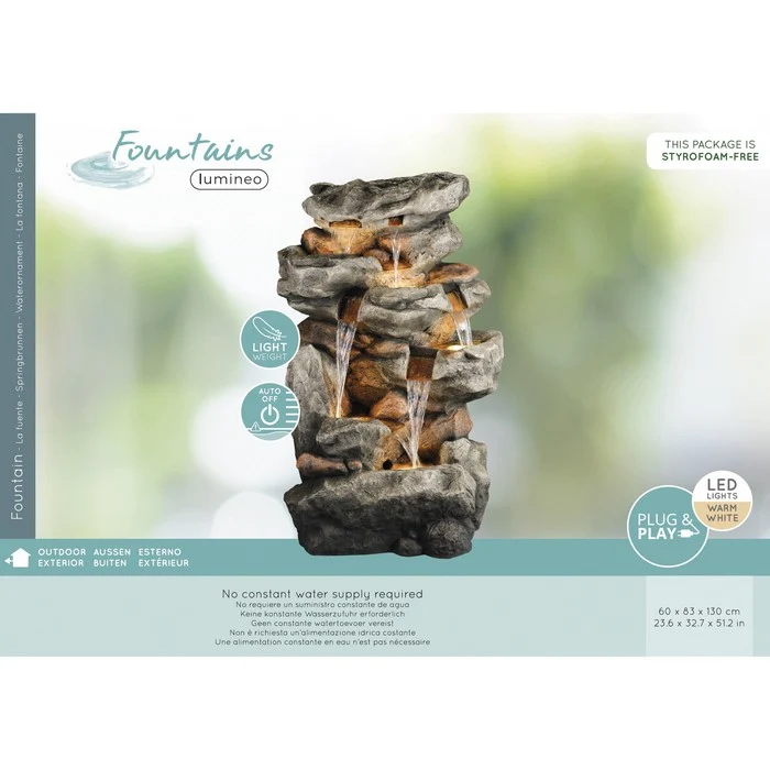 Fontana decorativa effetto roccia in poliresina 130 cm