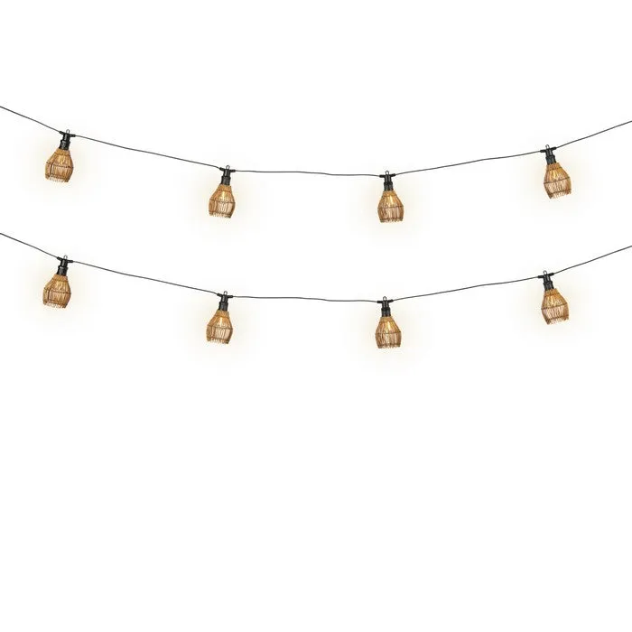 Catena luminosa rattan LED per esterno 450 cm bianco caldo