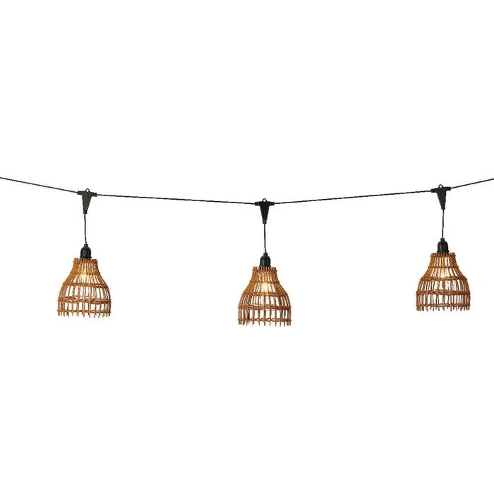 Catena luminosa rattan LED per esterno 200 cm bianco caldo