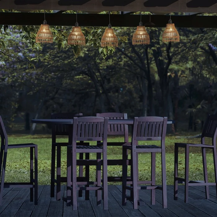 Catena luminosa rattan LED per esterno 200 cm bianco caldo