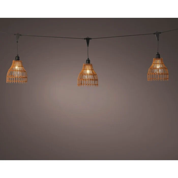 Catena luminosa rattan LED per esterno 200 cm bianco caldo