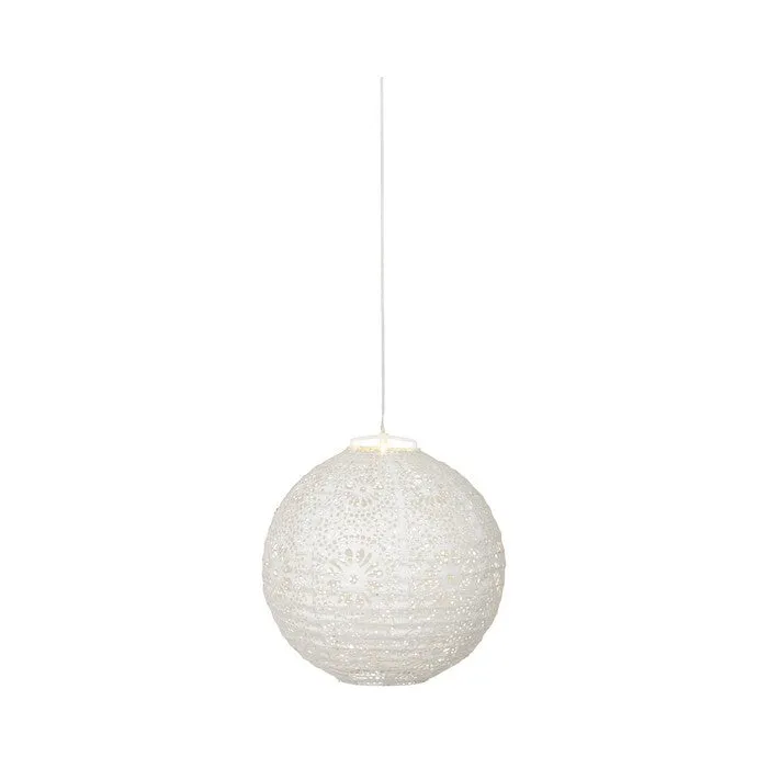 Lampada a sospensione tonda bianca con LED a luce solare 23 cm