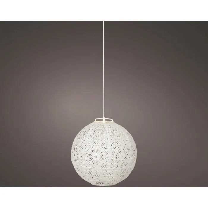 Lampada a sospensione tonda bianca con LED a luce solare 23 cm