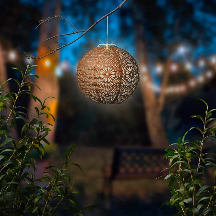 Lampada tonda a sospensione con LED a luce solare 25 cm