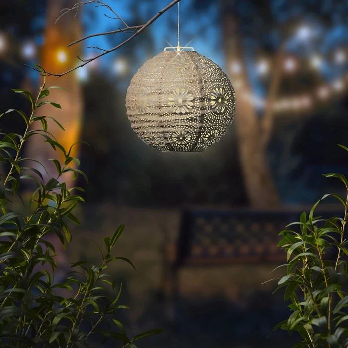 Lampada tonda a sospensione con LED a luce solare 25 cm