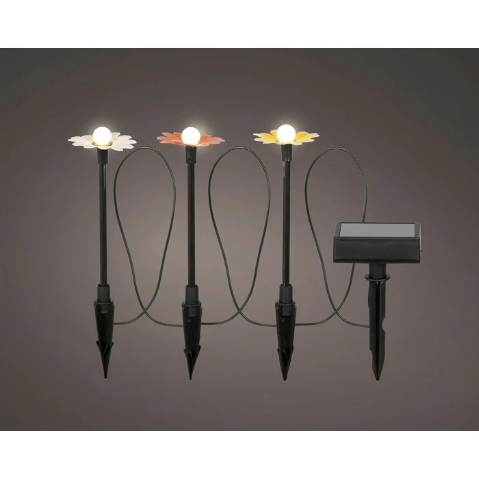 Set 3 picchetti da giardino con girasole LED a luce solare