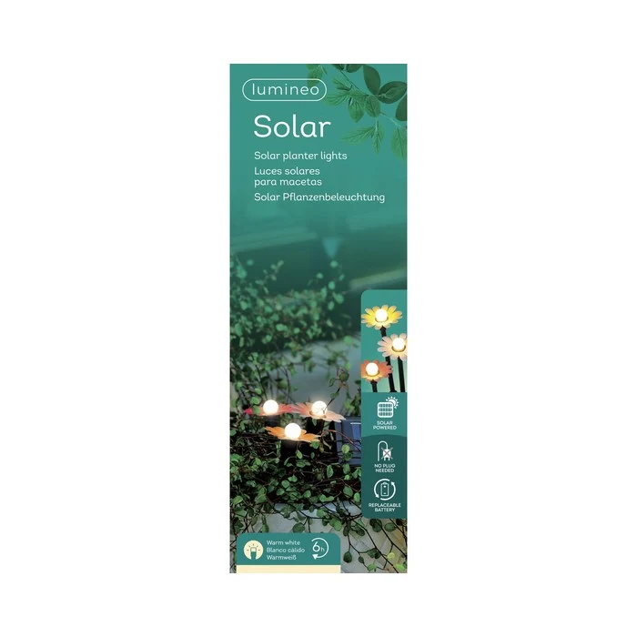 Set 3 picchetti da giardino con girasole LED a luce solare