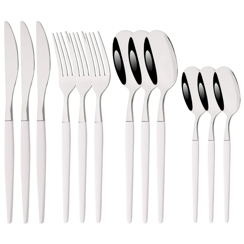 12Pcs Stainless Steel Dinnerware Set Golden Cutlery Spoon Fork Knife Western Cutlery Silverware Flatware Tableware Supplies