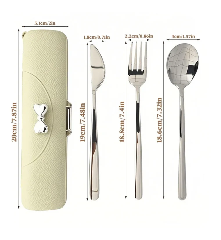 Stainless Steel Portable Tableware Set With Knife, Fork And Spoon Storage Case. Safe and Durable, Ideal For Travel and Picnics