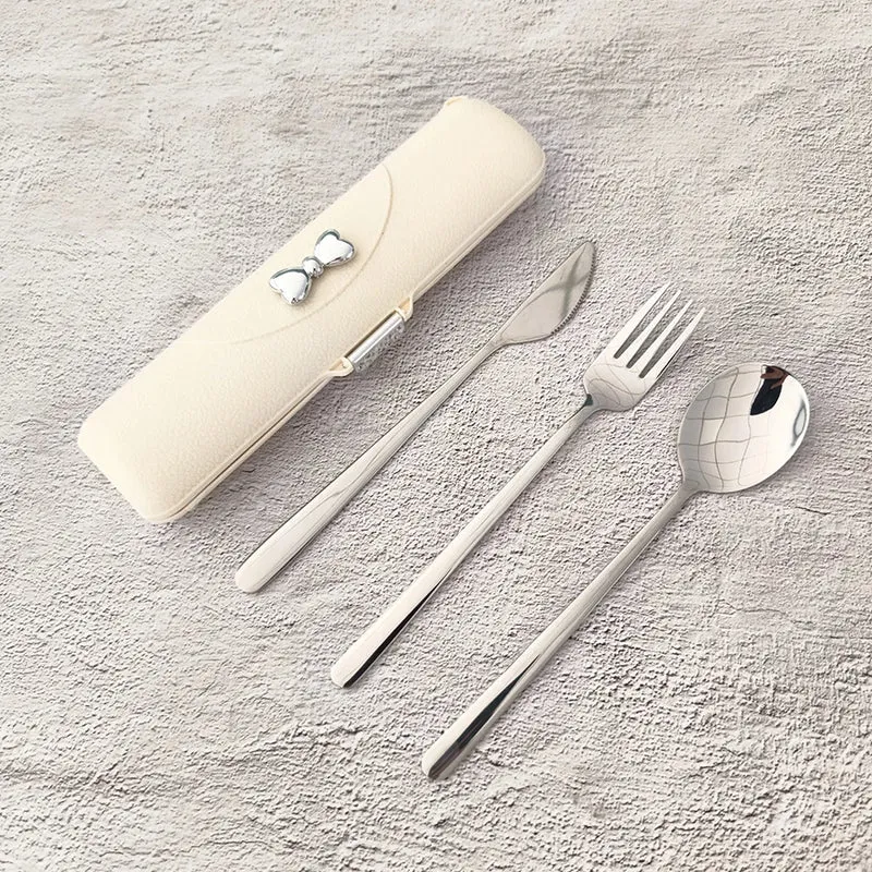 Stainless Steel Portable Tableware Set With Knife, Fork And Spoon Storage Case. Safe and Durable, Ideal For Travel and Picnics