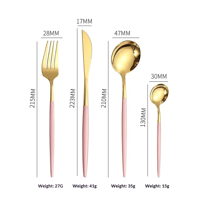 4 Piece Stainless Steel Flatware Set Knife Fork Spoon Teaspoon Western Cutlery for Home Dining Gift
