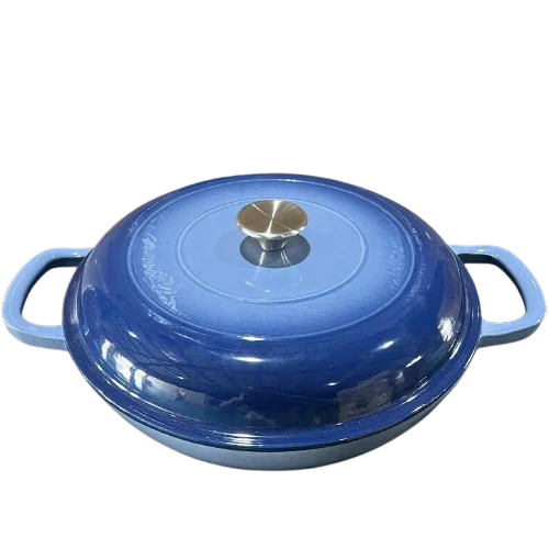 4.5L Dutch Oven Soup Pot Cast Iron Casserole Braiser Casserole Skillet with Lid and Dual Handles Dutch Oven Baking