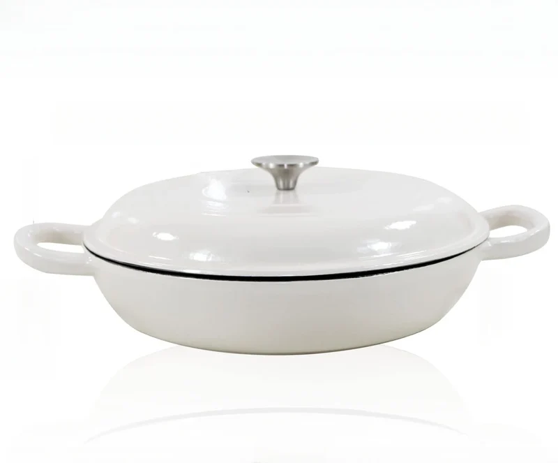 4.5L Dutch Oven Soup Pot Cast Iron Casserole Braiser Casserole Skillet with Lid and Dual Handles Dutch Oven Baking