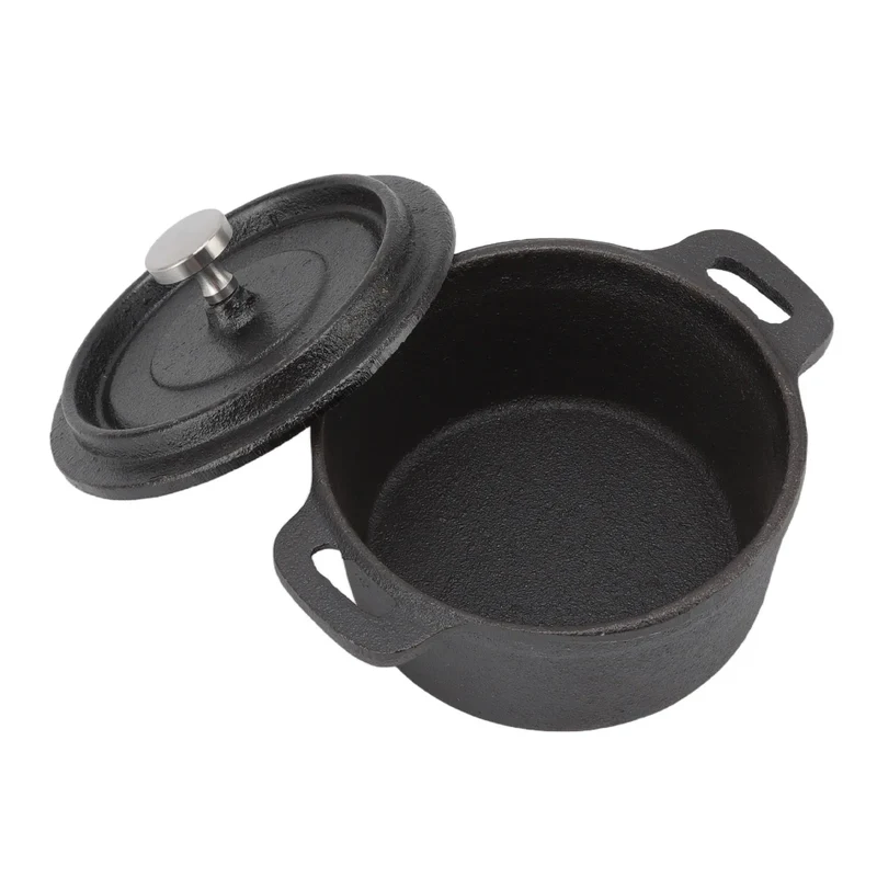 Cast Iron Pot Dutch Oven with Lid Double Traditional Thickened Cooker with Handle for Slow Cooking Barbecue Pasta Kitchen Tool