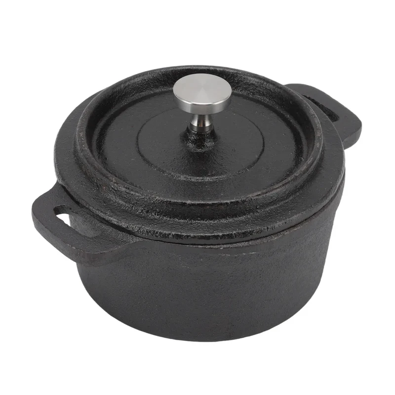 Cast Iron Pot Dutch Oven with Lid Double Traditional Thickened Cooker with Handle for Slow Cooking Barbecue Pasta Kitchen Tool