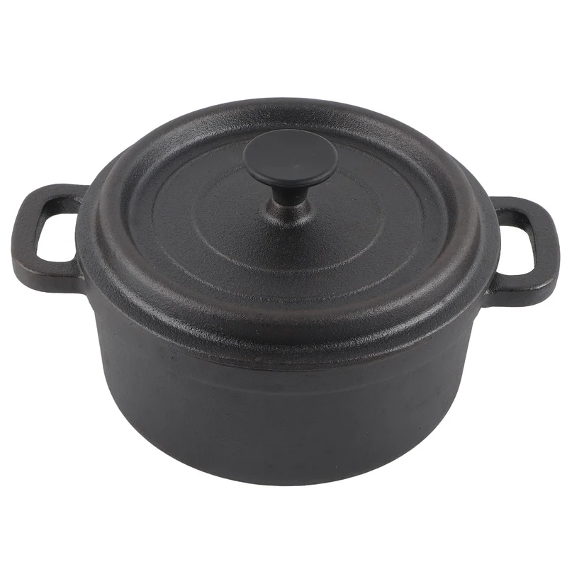 Cast Iron Pot Dutch Oven with Lid Double Traditional Thickened Cooker with Handle for Slow Cooking Barbecue Pasta Kitchen Tool