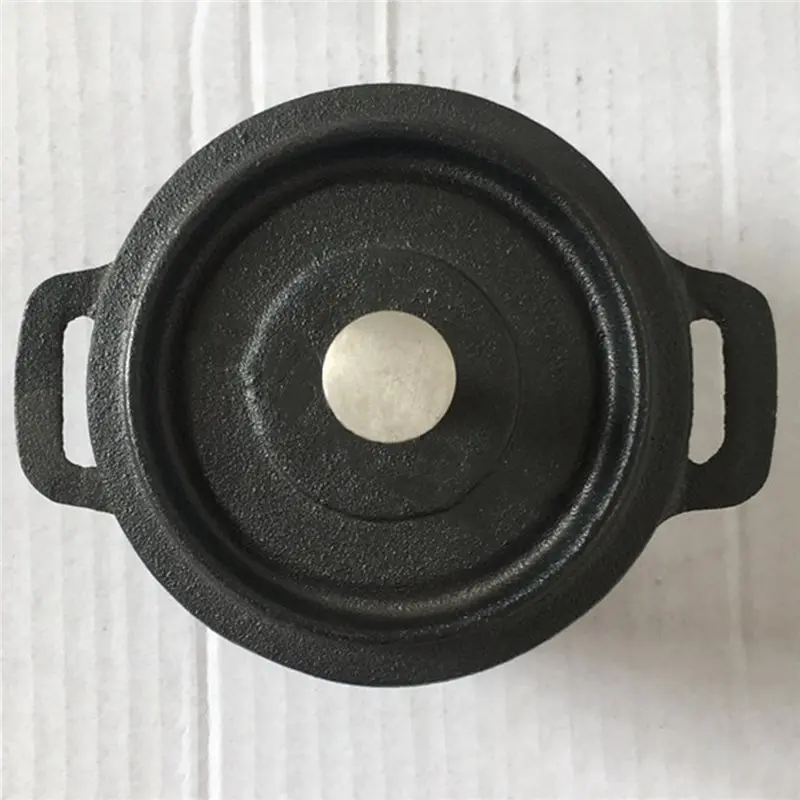Y50A-Dutch Oven Cast Iron Pot With Lid Double Layer Traditional Thick Design With Handle For Slow Cooking Kitchen 10Cm Diameter
