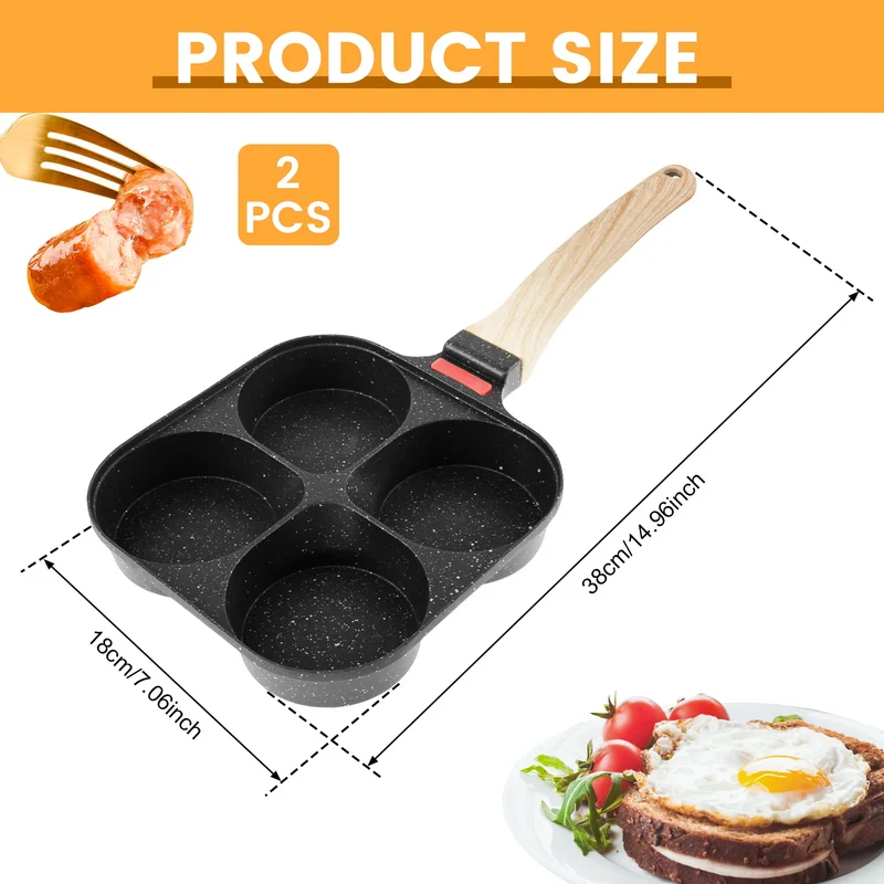 Egg Frying Pan Nonstick Pancake Pans 4-Cups Cookware Pancake Pan Egg Pan Suitable for Gas Stove Induction Cooker Breakfast Maker