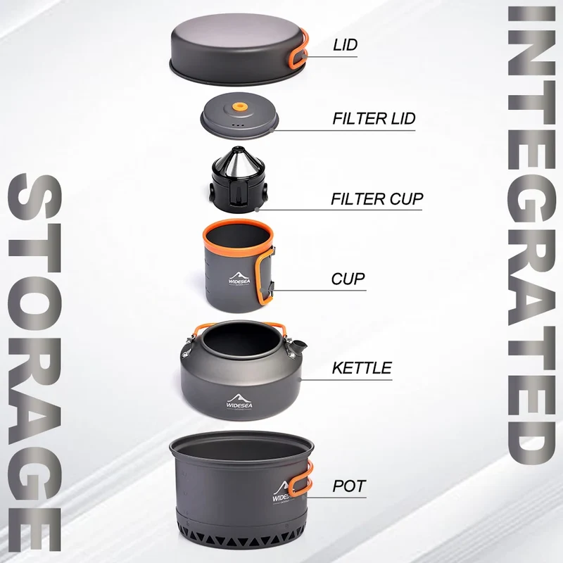 Camping Tableware Outdoor Cookware Set Pots Tourist kettle coffee cup filte Kitchen Equipment Gear Utensils Hiking Picnic Travel