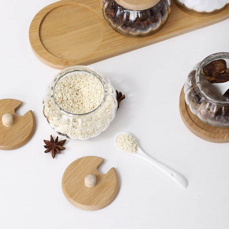 Glass Seasoning Jar Combination Set Single Salt Shaker Sugar Bowl Nordic Japanese Seasoning Box with Lid Kitchen Household Items