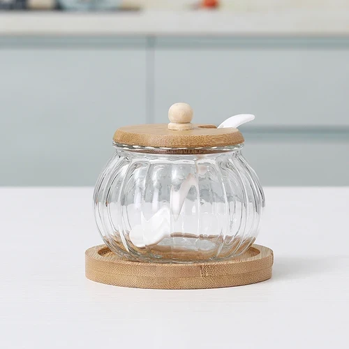 Glass Seasoning Jar Combination Set Single Salt Shaker Sugar Bowl Nordic Japanese Seasoning Box with Lid Kitchen Household Items