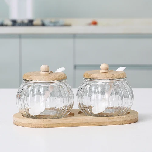 Glass Seasoning Jar Combination Set Single Salt Shaker Sugar Bowl Nordic Japanese Seasoning Box with Lid Kitchen Household Items