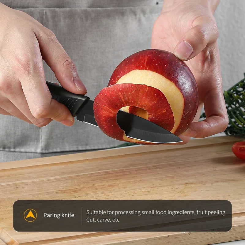 3/5pcs Kitchen knife set, high-grade black steel knife set Gift knife Stainless steel kitchen utensils household knives