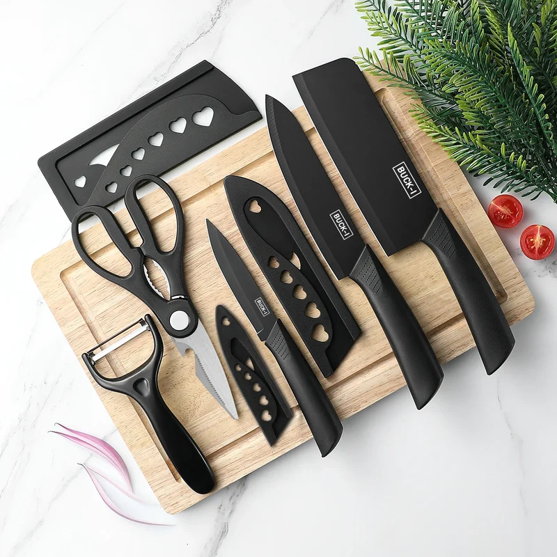 3/5pcs Kitchen knife set, high-grade black steel knife set Gift knife Stainless steel kitchen utensils household knives