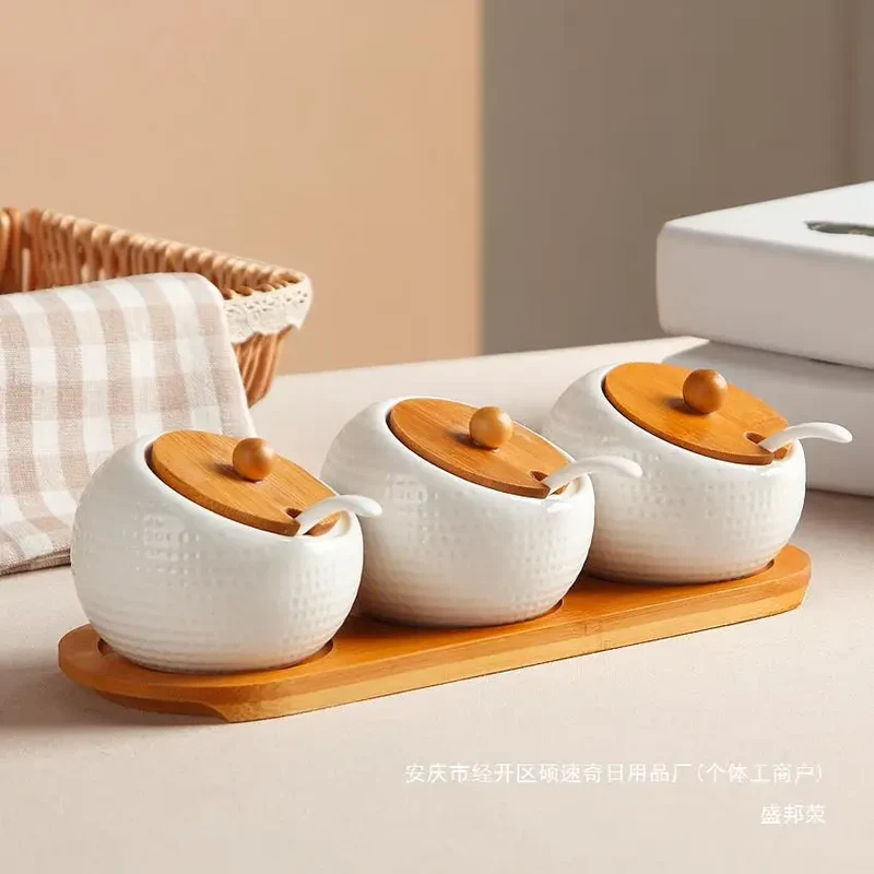 Seasoning Box Chili Jar With Lid Seasoning Bottle Jar Set Seasoning Box Ceramic Salt Jar Household Kitchen Supplies Storage Tank