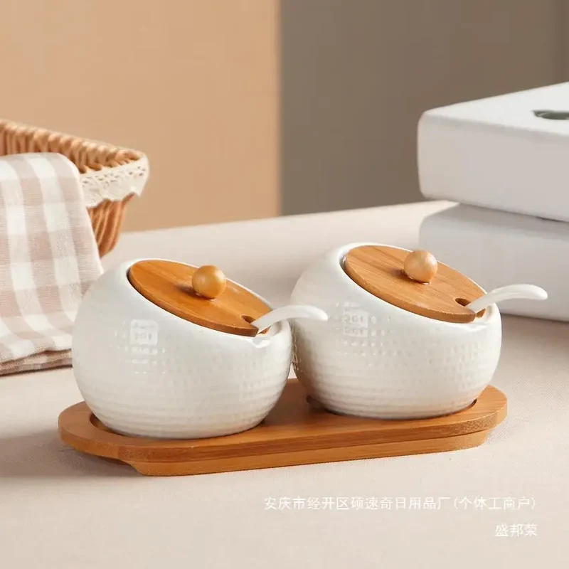 Seasoning Box Chili Jar With Lid Seasoning Bottle Jar Set Seasoning Box Ceramic Salt Jar Household Kitchen Supplies Storage Tank