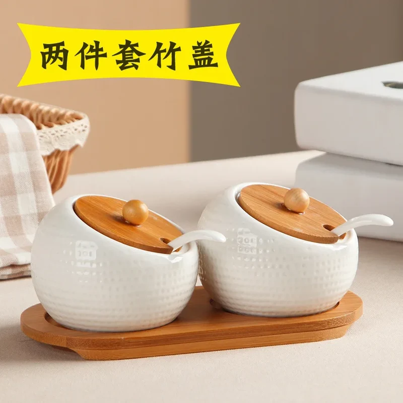 Seasoning Box Chili Jar With Lid Seasoning Bottle Jar Set Seasoning Box Ceramic Salt Jar Household Kitchen Supplies Storage Tank