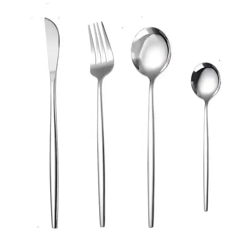 Stainless Steel Cutlery Set, 4pcs Fork, Spoon, Knife, Chopsticks, Dinnerware, Tea Spoon, Flatware Set, Silverware, Black Gold