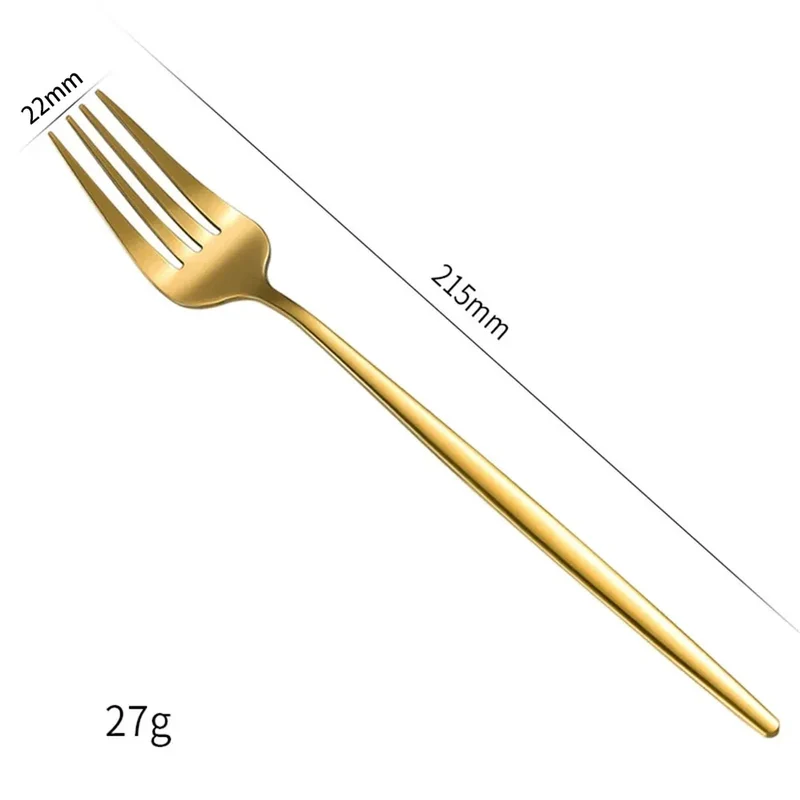 6 Pcs Silvere/Golden Flatware 8.2 Inch Stainless Steel Dinner Fork Camping Dinnerware Set Tableware Eating Utensils