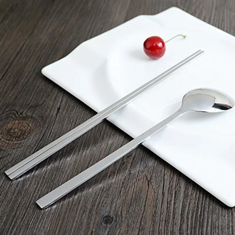 Korean Tableware Set High Quality Stainless Steel Dinner Set Colors Luxury Dinnerware Spoon Chopsticks Cutlery Small Tools