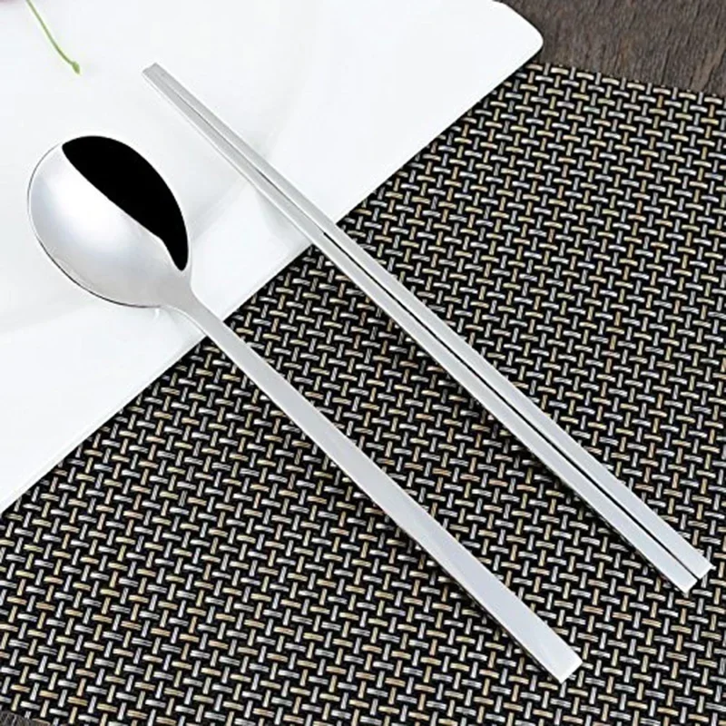Korean Tableware Set High Quality Stainless Steel Dinner Set Colors Luxury Dinnerware Spoon Chopsticks Cutlery Small Tools