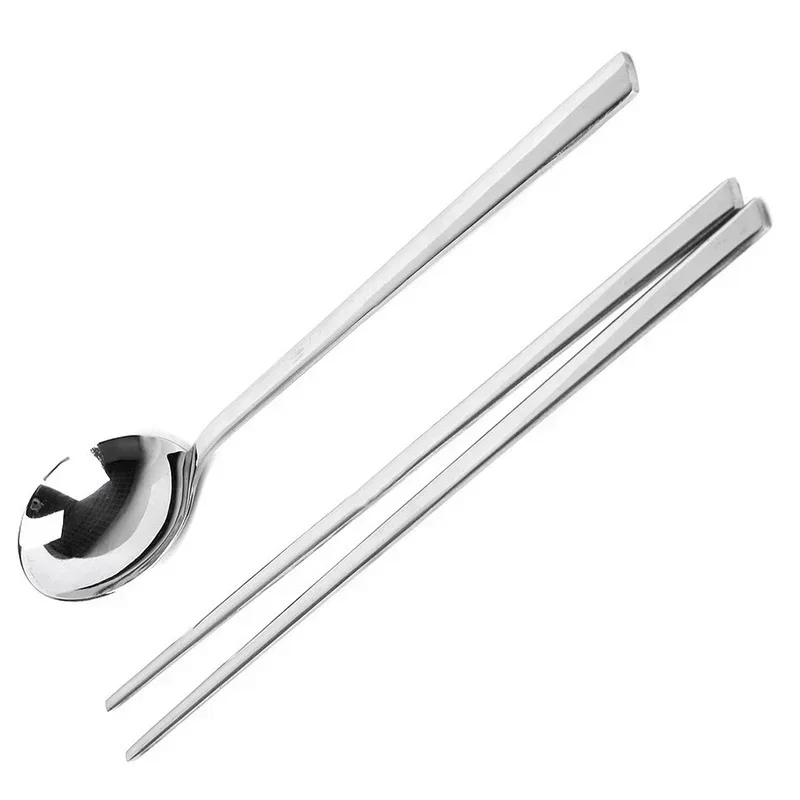 Korean Tableware Set High Quality Stainless Steel Dinner Set Colors Luxury Dinnerware Spoon Chopsticks Cutlery Small Tools