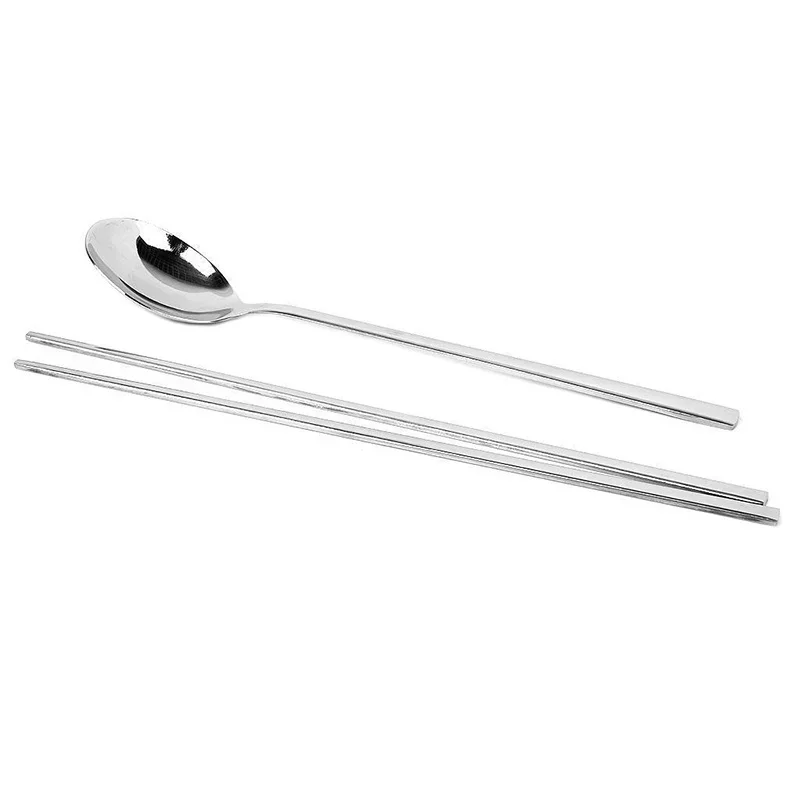 Korean Tableware Set High Quality Stainless Steel Dinner Set Colors Luxury Dinnerware Spoon Chopsticks Cutlery Small Tools