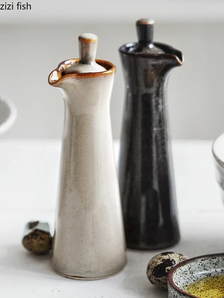 Ceramic Seasoning Jars Oiler Spice Jar Seasoning Tool Salt Shaker Creative Home Kitchen Retro Olive Oil Bottles Spice Containers