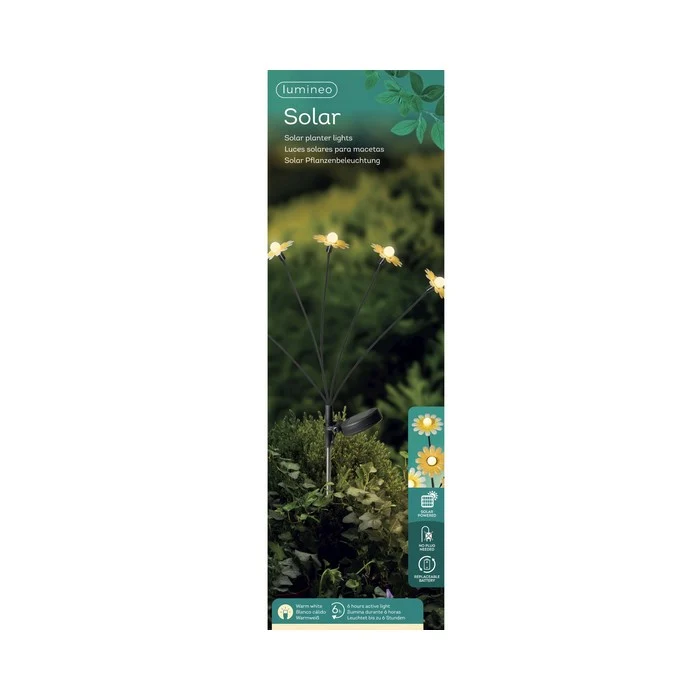 Pick da giardino con girasole LED a luce solare 60 cm