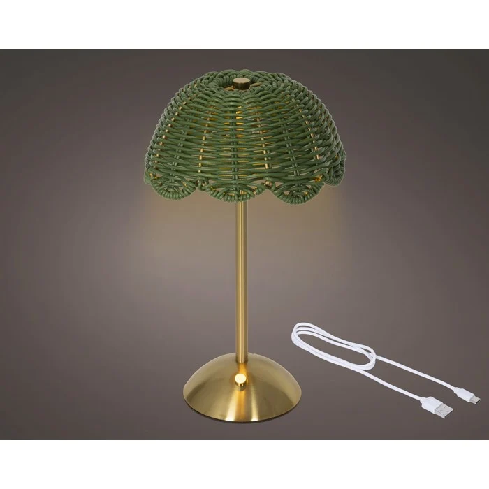 Lampada da tavolo ricaricabile in rattan con LED 30 cm