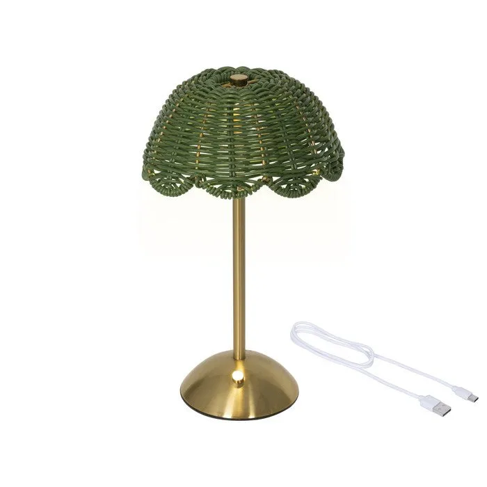 Lampada da tavolo ricaricabile in rattan con LED 30 cm