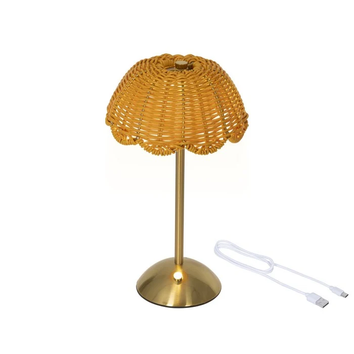 Lampada da tavolo ricaricabile in rattan con LED 30 cm